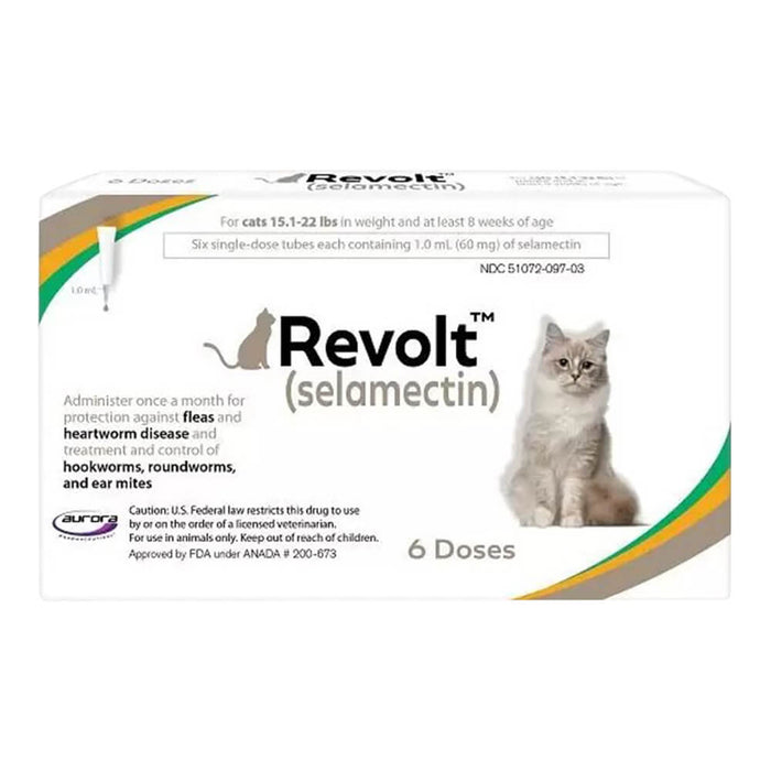 Rx Revolt (selamectin) Cat 15.1-22 lbs  6pk Size 15.1-22lbs