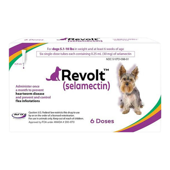 Rx Revolt (selamectin)  Dog 5.1-10 lbs  6pk Size 5.1-10lbs