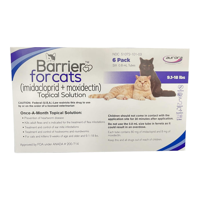 Rx Barrier Topical Solution for Cats Size 9.1-18lbs