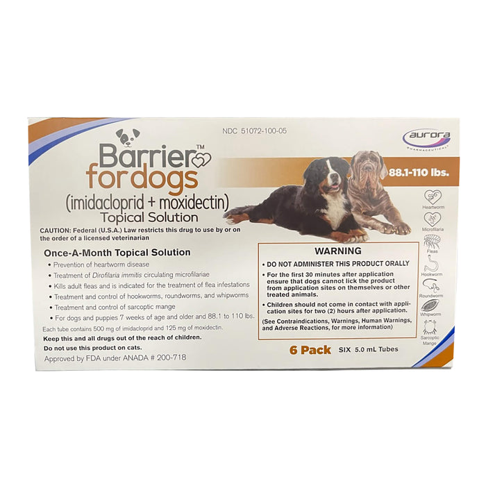 Rx Barrier Topical Solution for Dogs Size 88.1-110lbs