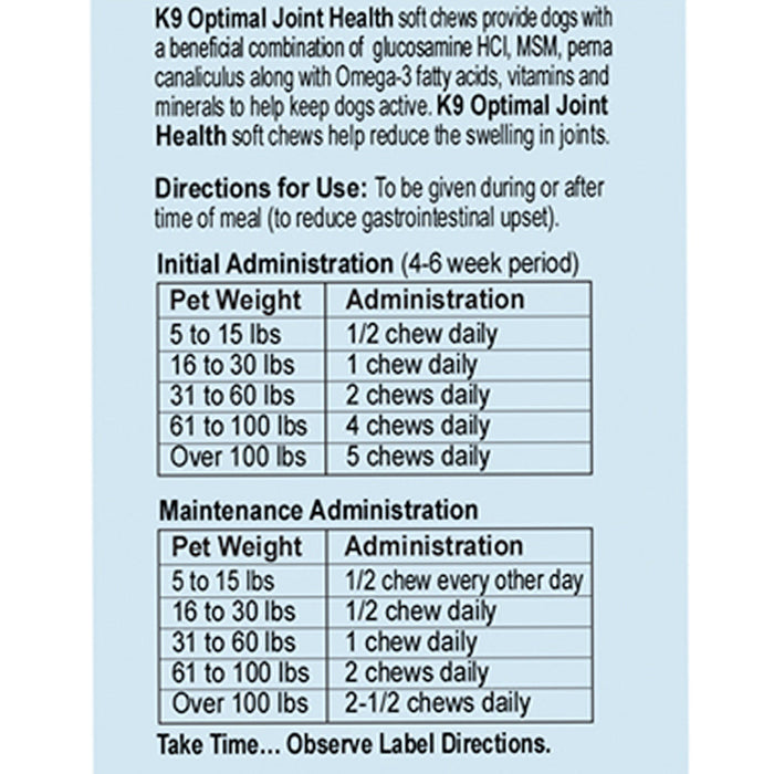 K9 Optimal Joint Health Soft Chew Size 240 ct