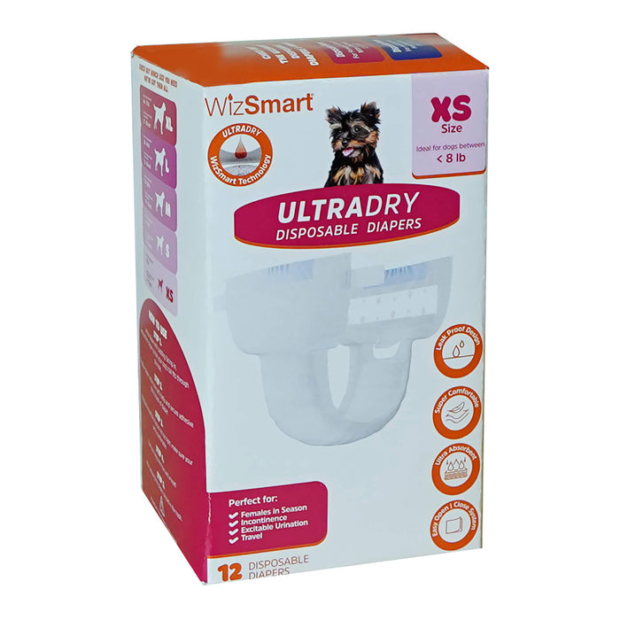 WizSmart UltraDry Disposable Diapers, 12ct Size XSmall