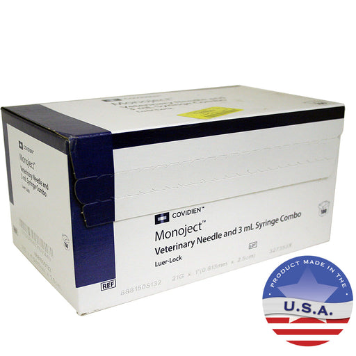 Monoject Syringes with Needles  3 cc LL, 100 ct - 3 cc LL with 21g x 1'  