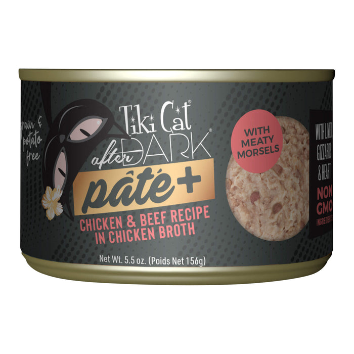 Tiki Cat After Dark Pate+ Wet Cat Food, Chicken & Beef Size 5.5oz