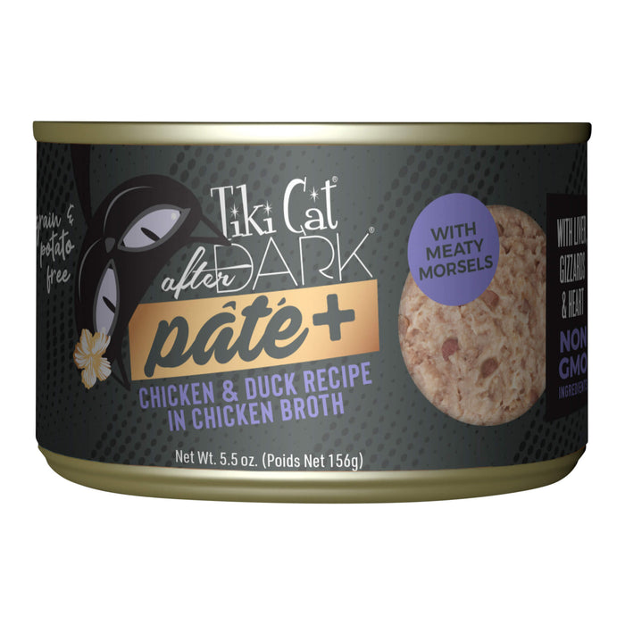 Tiki Cat After Dark Pate+ Wet Cat Food, Chicken & Duck Size 5.5oz