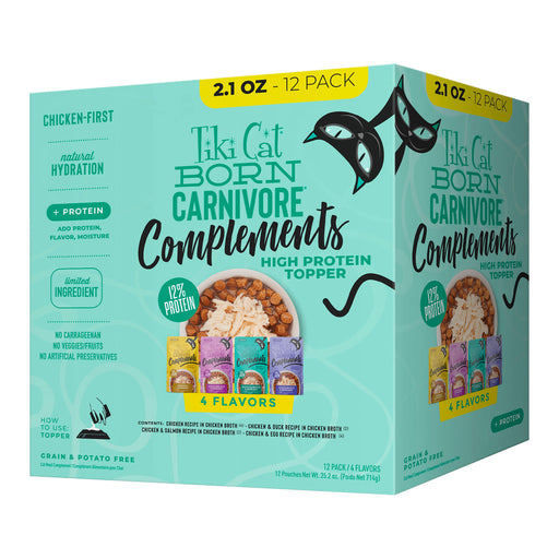 Tiki Cat Born Carnivore Complements Wet Cat Food Topper, Variety Pack Size 2.1oz