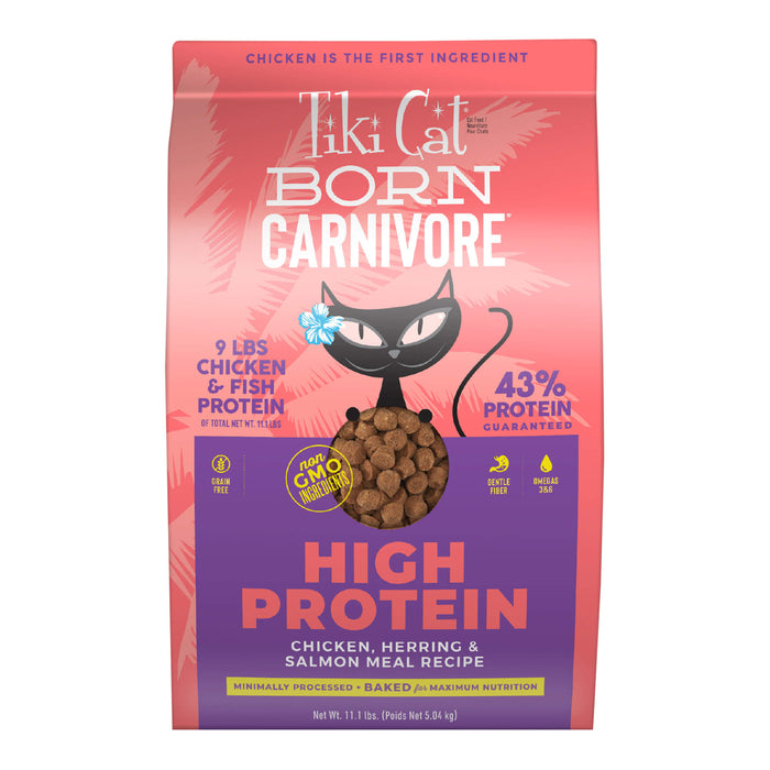 Tiki Cat Born Carnivore High Protein Dry Cat Food, Chicken, Herring & Salmon Meal Size 11.1lb