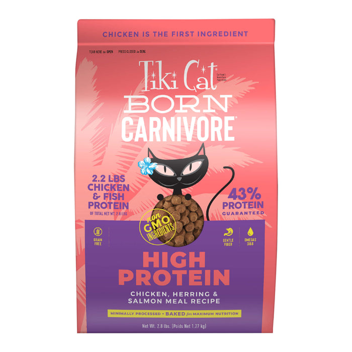 Tiki Cat Born Carnivore High Protein Dry Cat Food, Chicken, Herring & Salmon Meal Size 2.8lb