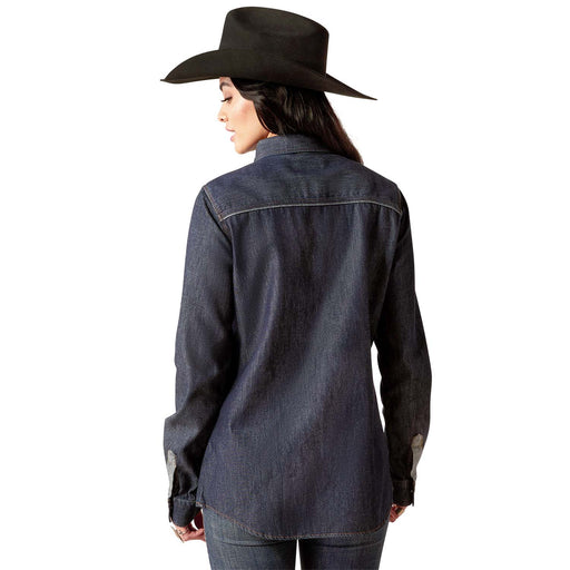 Ariat Womens Farriday Denim Longsleeve Shirt Color Blue