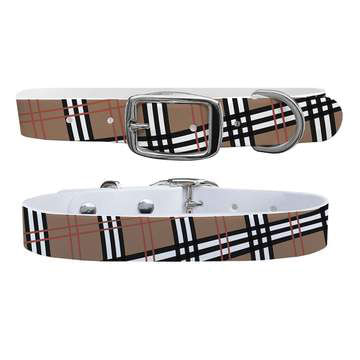 C4 Personalized Waterproof Dog Collar - Khaki Plaid XLarge 