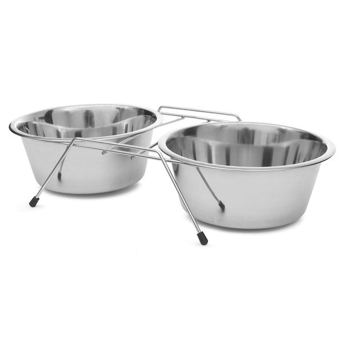 Jeffers Low Profile Stainless Steel Double Diner Pet Bowls