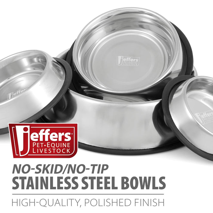 Jeffers No-Skid/No-Tip Stainless Steel Pet Bowls