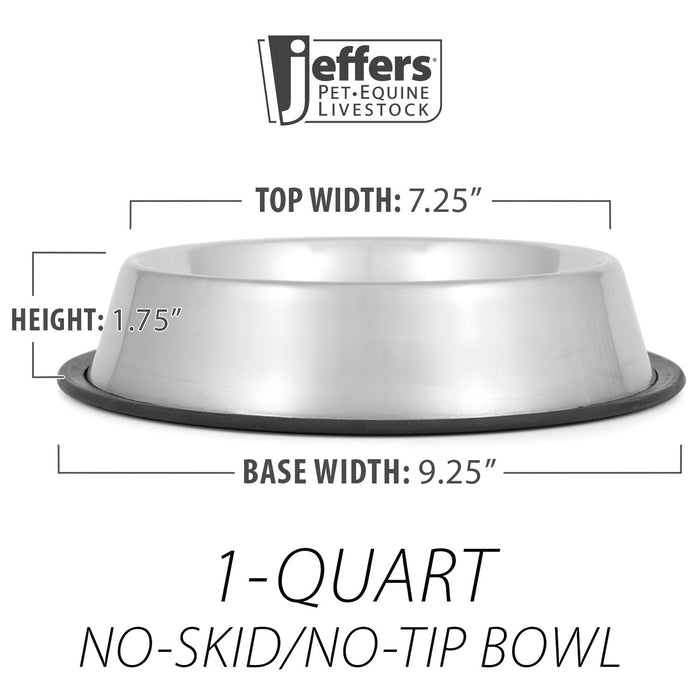 Jeffers No-Skid/No-Tip Stainless Steel Pet Bowls