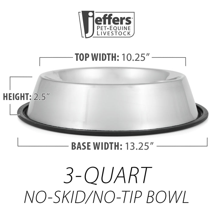 Jeffers No-Skid/No-Tip Stainless Steel Pet Bowls