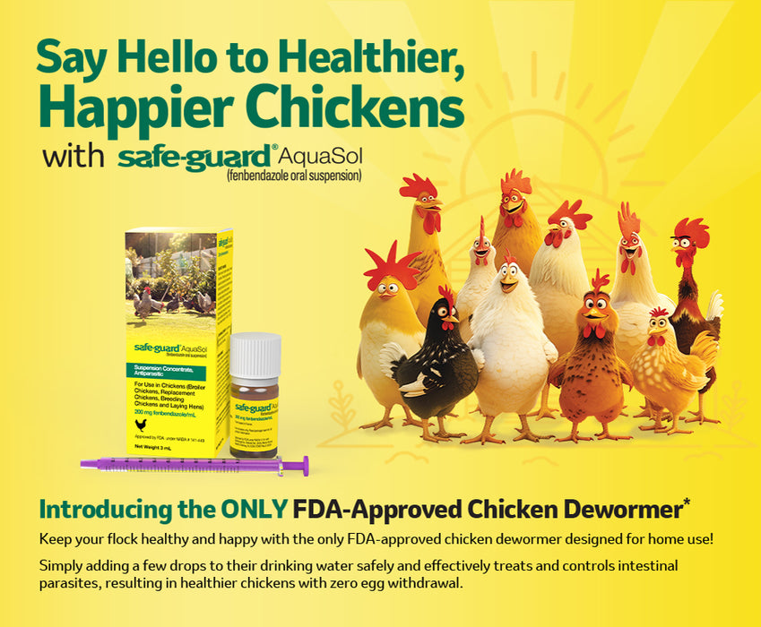 Safe-Guard AquaSol Dewormer for Backyard Chickens, 3ml Size 3mL