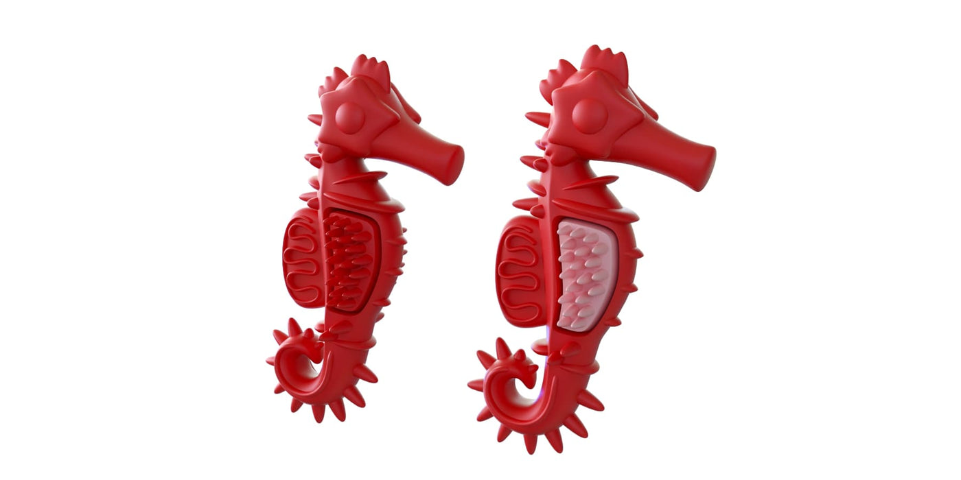 Red Chew Toy Seahorse, Small Color Red