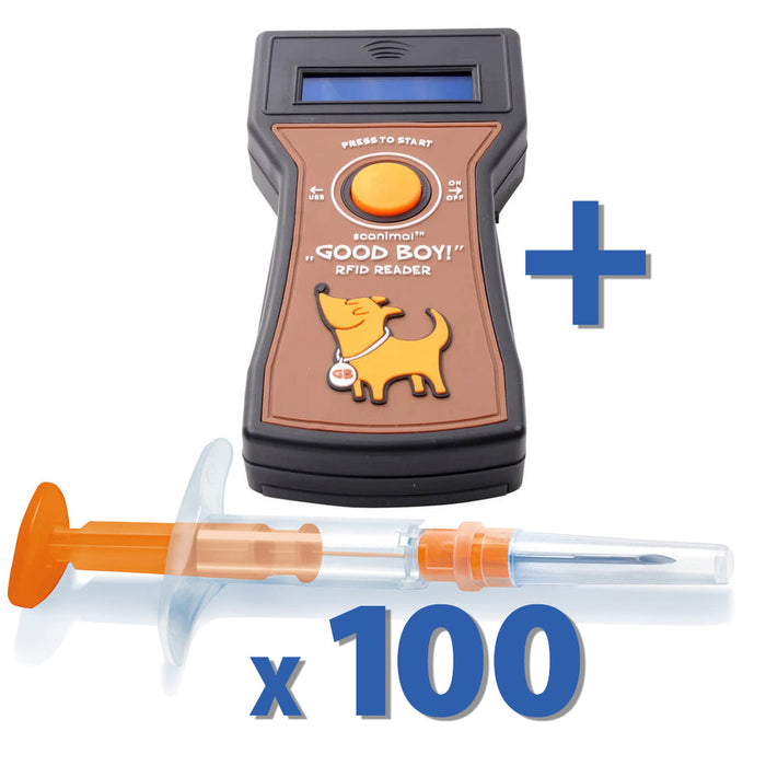 Good Boy Microchip Scanner Kit w/ 8mm Adeqid Microchip 100ct  