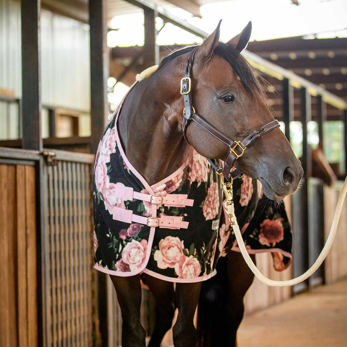 Jeffers Expression Standard Neck Fleece Horse Cooler, Rose Garden