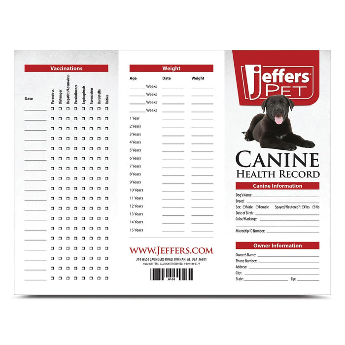 Jeffers Dog Health Records, 10 pk