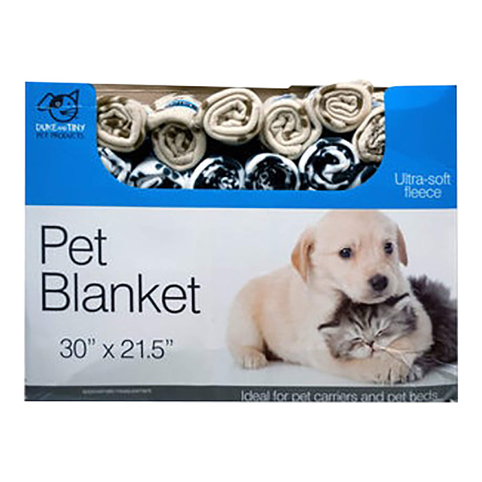 Fleece Paw Print Pet Blanket, 30x 21.5 Color Assorted