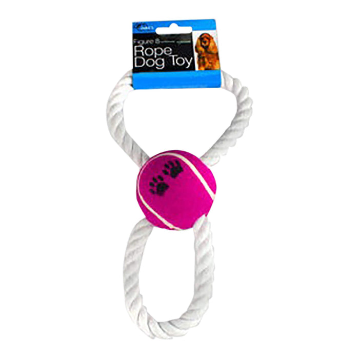 Figure 8 Rope and Ball Dog Toy, 9 Color pink