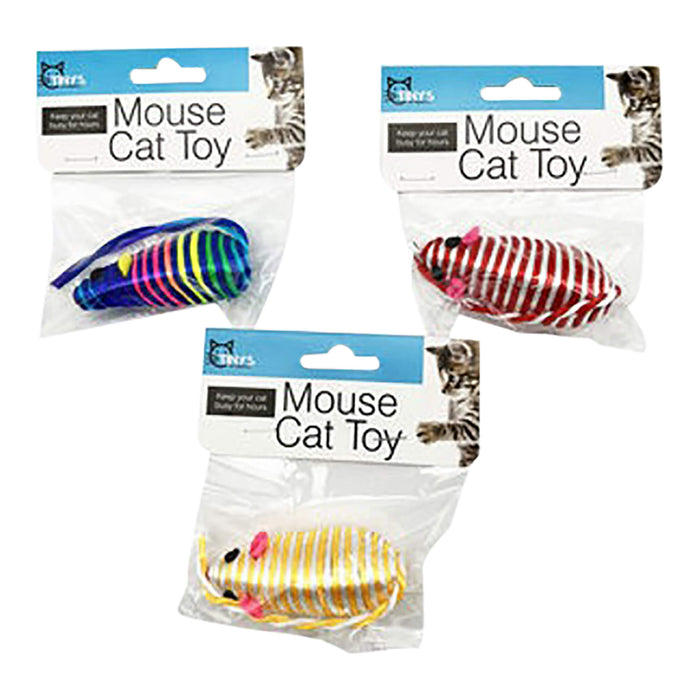 3 Striped Mice Cat Toys, 3pk Color Assorted