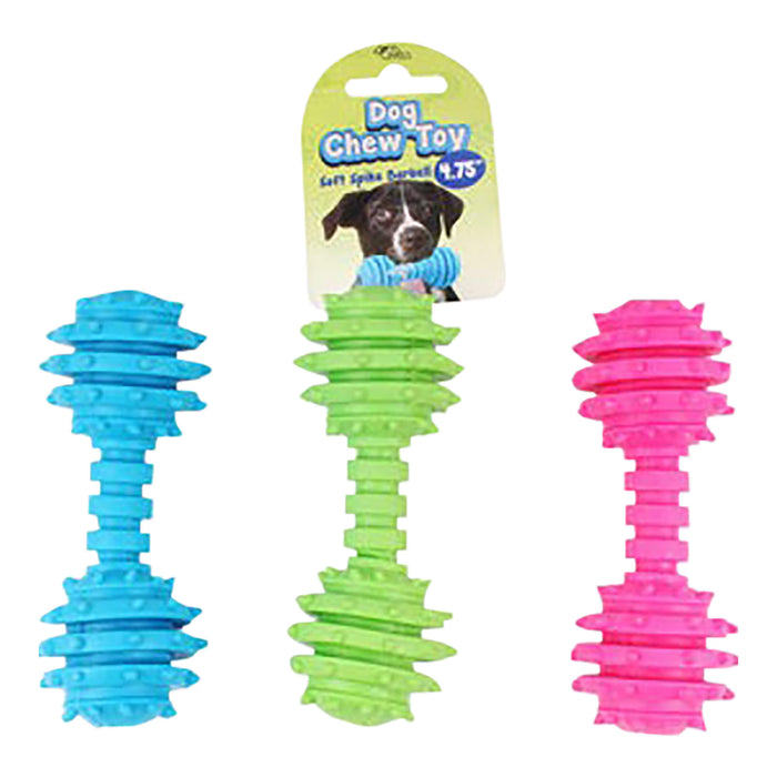 4.75 Soft Puppy Spike Barbell Chew Toy, Assorted Color Assorted