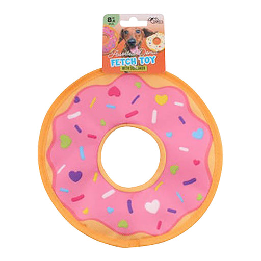 8.6 Assorted Donut Nylon Flying Dog Fetch Toy with Squeaker Color Assorted