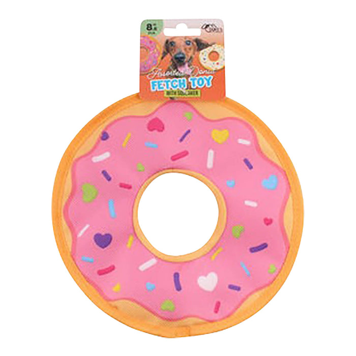 8.6 Assorted Donut Nylon Flying Dog Fetch Toy with Squeaker Color Assorted