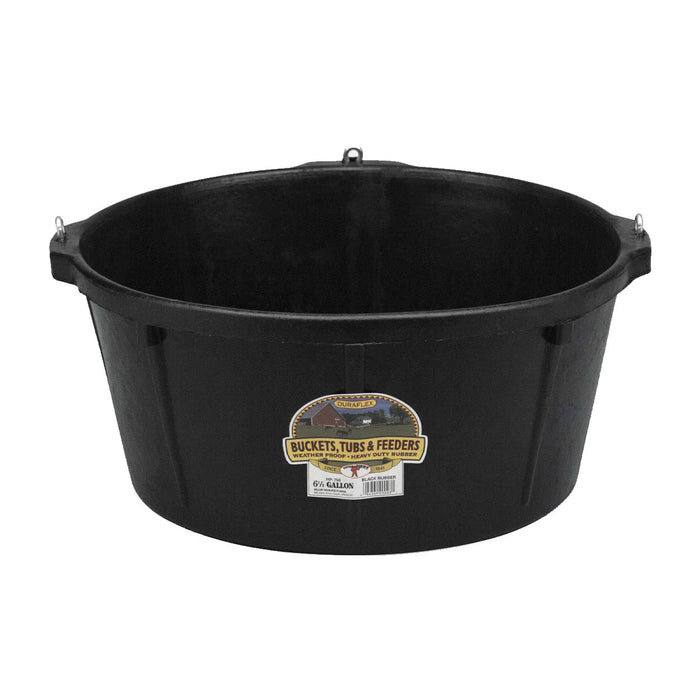 Rubber Feeder Tub with Hooks, 6.5 Gallon Color Black