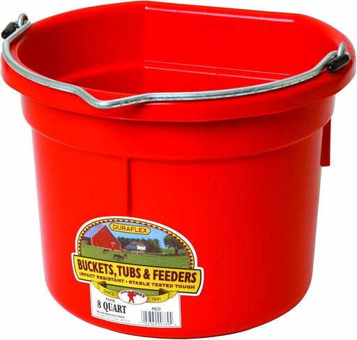 Flat Back Plastic Bucket, 8qt Color Red