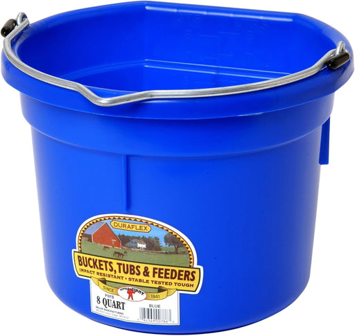 Flat Back Plastic Bucket, 8qt Color Blue