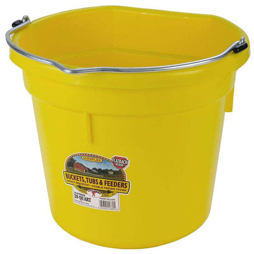 Flat Back Plastic Bucket, 20qt, Yellow Color Yellow