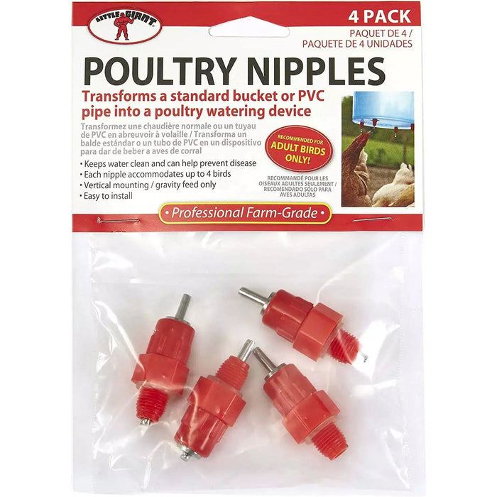 Poultry Nipples, 4 pk, Red