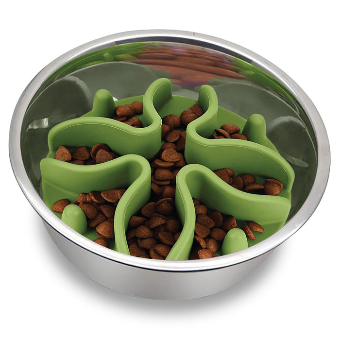 Paw Puzzle Slow Feeder Dog Bowl Color Green