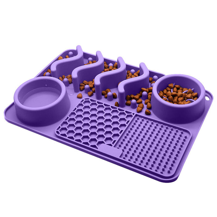 Paw Puzzle Silicone Slow Feeding Mat Color Purple