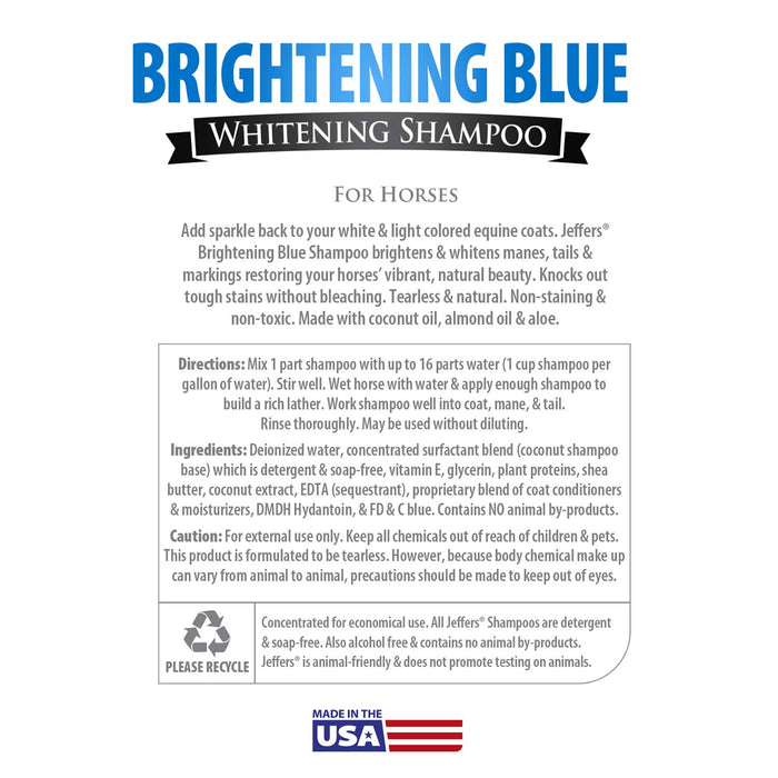 Jeffers Brightening Blue Whitening Shampoo for Horses