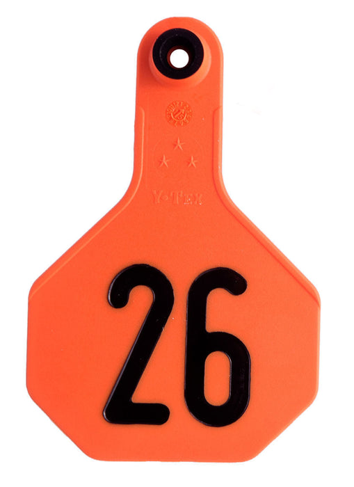 Y-Tex Numbered Cattle Ear Tag ID, Medium - Orange 76-100 