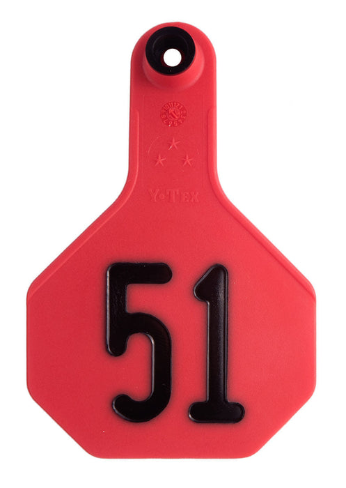 Y-Tex Numbered Cattle Ear Tag ID, Medium - Red 26-50 