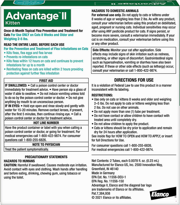 Advantage II for Kittens 2 - 5 lb - Jeffers - Animal Health & Wellness > Flea & Tick Control