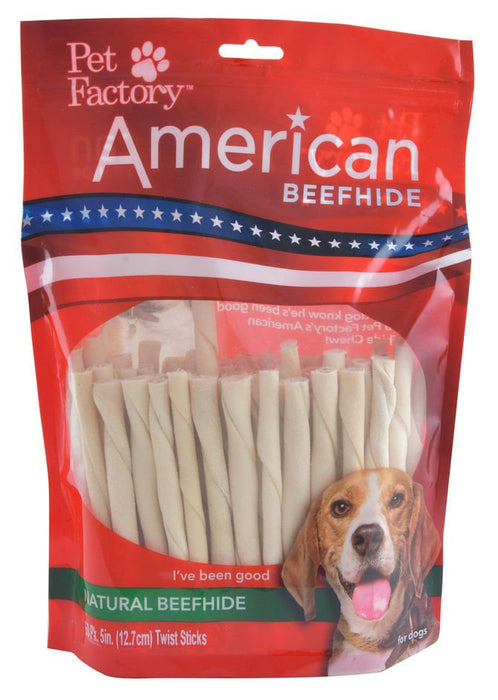 American Beefhide 5' Natural Twist Sticks - Jeffers - Dog Supplies > Dog Treats