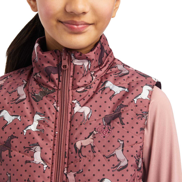 Ariat Girls Bella Reversible Vest, Wild Ponies, Mulberry - Jeffers - Children > Girls > Jackets & Outerwear