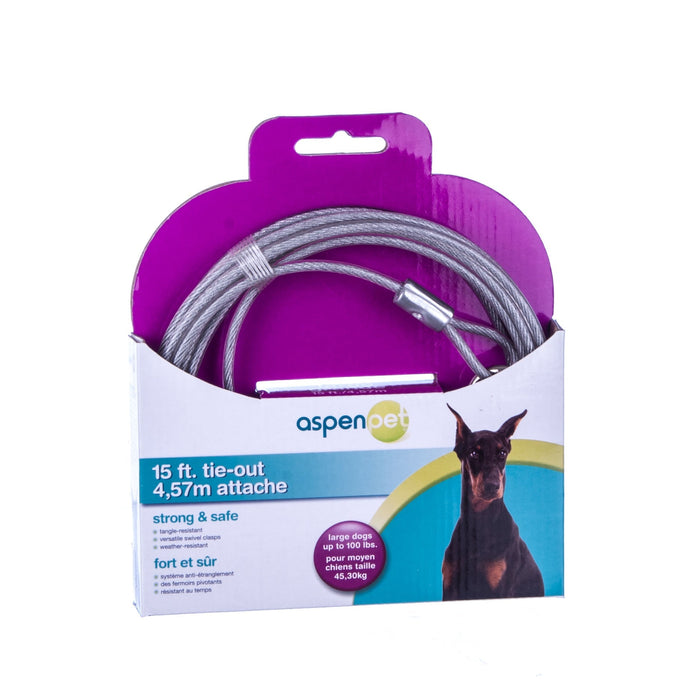 AspenPet Tie - Out Cables - Jeffers - Dog Supplies > Dog Apparel > Dog Collars, Harnesses, & Leashes