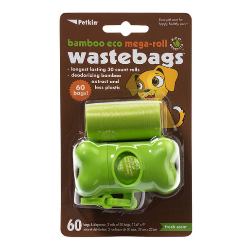 Bamboo Eco Mega - Roll Waste Bags - 60 ct with Dispenser - Jeffers - Animal & Pet Supplies > Pet Waste Disposal Systems & Tools