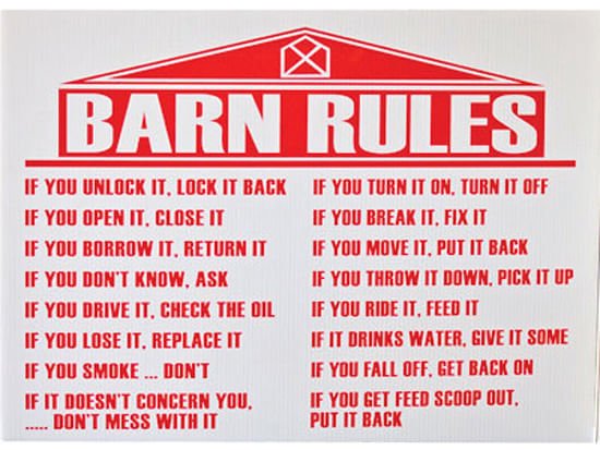 Barn Rules Sign - Jeffers - Farm & Ranch Supplies > Stable Supplies