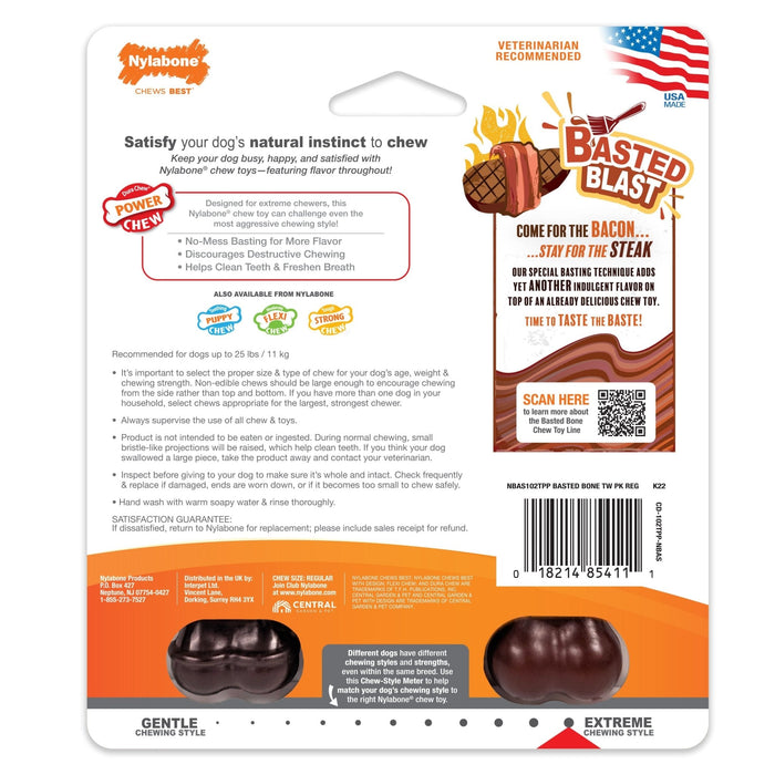 Basted Blast Dual Flavored Power Chew, Bacon Basted Steak - Jeffers - Dog Supplies > Dog Toys