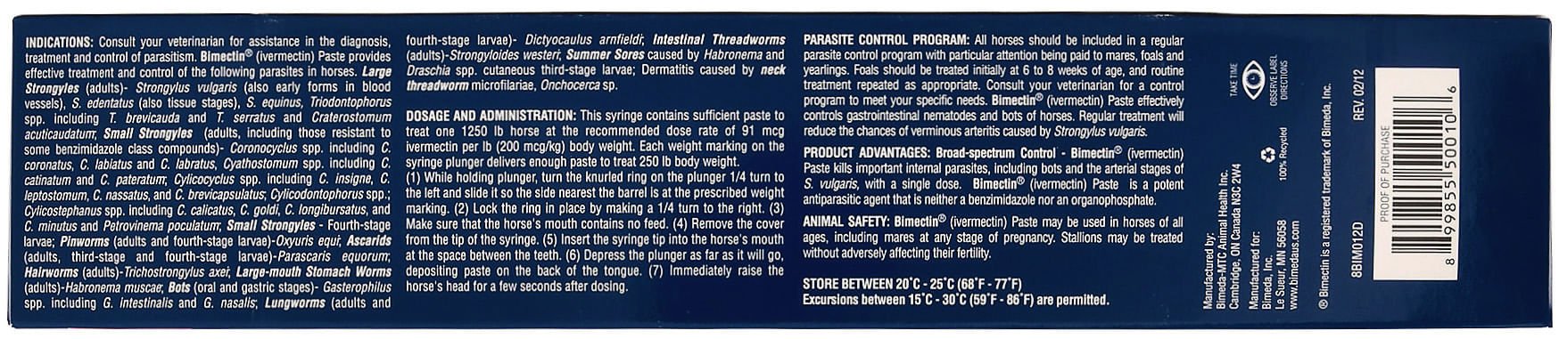 Bimectin Paste Horse Dewormer, 1 - dose - Jeffers - Animal Health & Wellness > Medicine