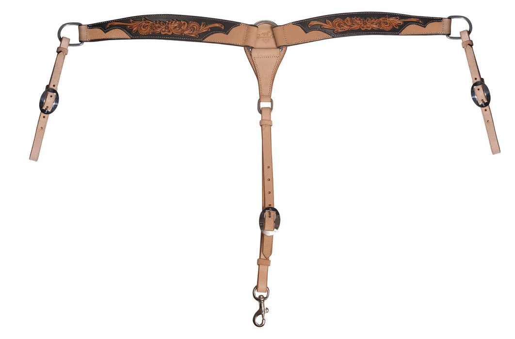 Black Floral Roughout Breast Collar - Jeffers - Horse Supplies > Horse Tack > Bridles & Headstalls