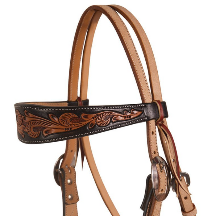 Professional's Choice Black Floral Roughout Browband Headstall