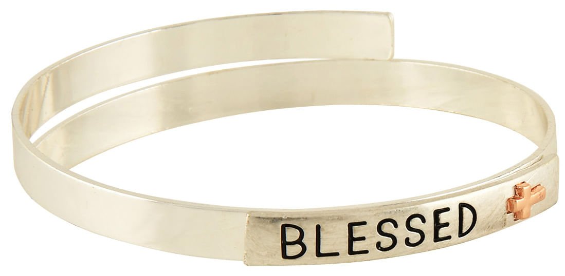 'Blessed' Two Tone Coil Bangle Bracelet - Jeffers - Dog Supplies > Dog Supplies